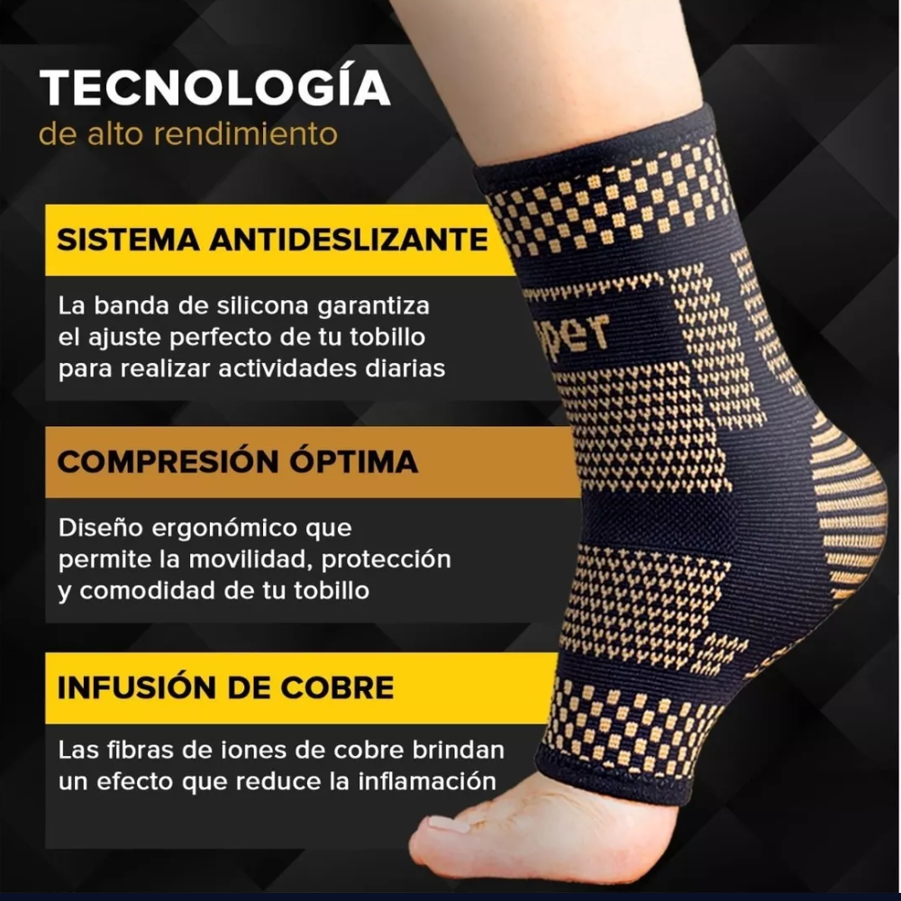 Tobillera De Compresion Con Fibra Cobre